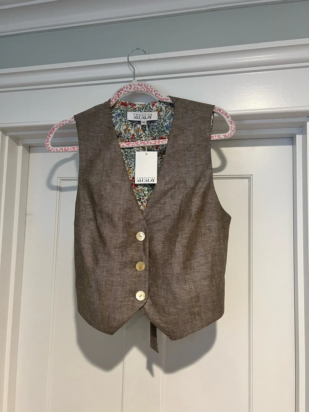 Christine Alcalay Diane Vest - Herringbone- XL - NWT